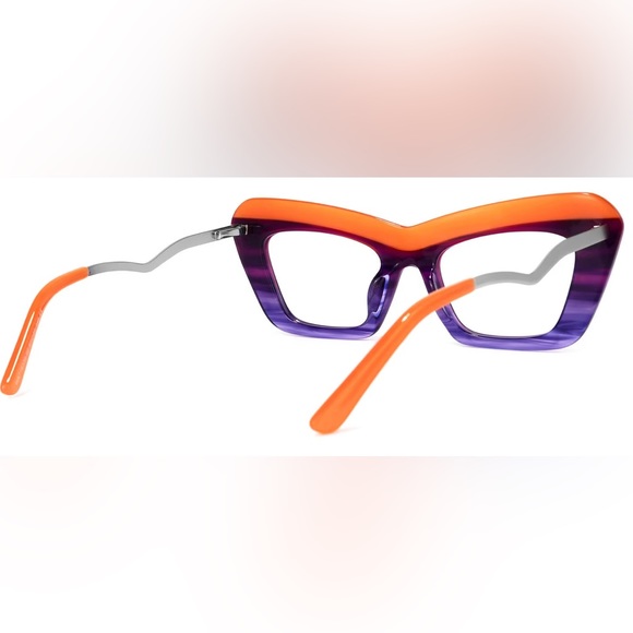 Cat-Eyed Non-Prescription Frames-Orange/Purple - Picture 4 of 5